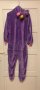 Пухкава пижама еднорог. Цвят лилав/бял. Практично закопчаване. Обща дължина 130 см, снимка 2