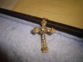 СТАРИНЕН ОРНАМЕНТИРАН РЕТРО БРОНЗОВ НАГРЪДЕН КРЪСТ с ПОЗЛАТА и ФАСЕТИРАН ЦИРКОН КРИСТАЛ 29492, снимка 11