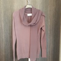Меко плетиво с вграден фин шал от същия цвят-лилав издържан тъмен цвят, дълъг ръкав, ефектен модел, снимка 10 - Блузи с дълъг ръкав и пуловери - 37417986