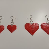 Червени обеци, сърце, снимка 1 - Обеци - 43506419