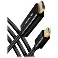 Кабел от Мини DisplayPort към HDMI Черен 1.8m Axagon RVDM-HI14C2 4K/30Hz Cable Mini DP to HDMI M/M, снимка 1 - Кабели и адаптери - 36938653