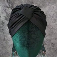 Нов черен тюрбан за глава с панделка на точки Код 0155, снимка 4 - Аксесоари за коса - 43506479
