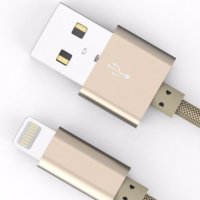 Кабел Lightning към USB за iPhone 5 iPhone 6 iPhone 7 Ldnio LS08 SS000060 -1м Gold метални букси ver, снимка 2 - USB кабели - 18643075