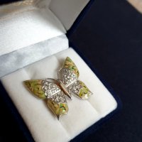 висулка пеперуда сребро със Swarovski, снимка 1 - Колиета, медальони, синджири - 28042204