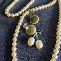Комплект перли от соц-а / гердан и 2 чифта обеци, снимка 4 - Бижутерийни комплекти - 32873198