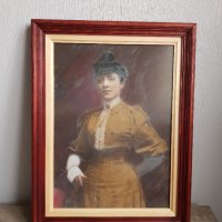 Стар портрет пастел, снимка 4 - Антикварни и старинни предмети - 33568212