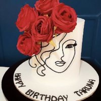 1 вид Абстрактно дамско лице контур черен топер украса декор торта, снимка 1 - Други - 36932799