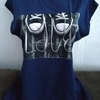 Тениска в синьо, без ръкав, L, снимка 1 - Тениски - 37396430