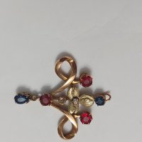 Старинен златен медальон с рубини, сапфир и брилянти, снимка 4 - Колиета, медальони, синджири - 43899660