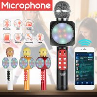 Безжичен bluetooth караоке микрофон с колонка RADIO Microsd selfie usb iphone, снимка 5 - Микрофони - 26254769