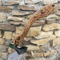 ТИГРОВА БРАДВА - уникална, компактна ръчно кована брадва за открито в стил викинг, снимка 4 - Колекции - 28401595