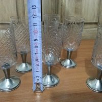 Руски кристални чаши с метално столче, снимка 2 - Антикварни и старинни предмети - 38505197