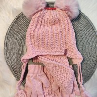Зимен комплект шапка, шал и ръкавички 1-4г., снимка 2 - Шапки, шалове и ръкавици - 43309858