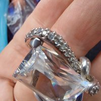 Сребърен пръстен с огромен циркон / проба 925 , снимка 1 - Пръстени - 32717581