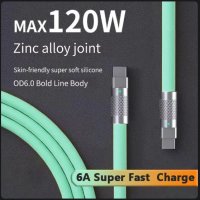 6A Super-Charge Usb-C към Usb Type C кабел Мек силиконов 120W, снимка 2 - USB кабели - 43816304
