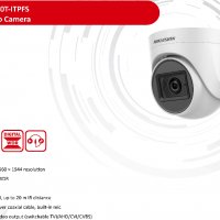 TVI/AHD/CVI/CVBS Водоустойчива Камера Hikvision DS-2CE76H0T-ITPFS 2.8мм 5MP EXIR IR 20M AoC Микрофон, снимка 1 - HD камери - 32446567