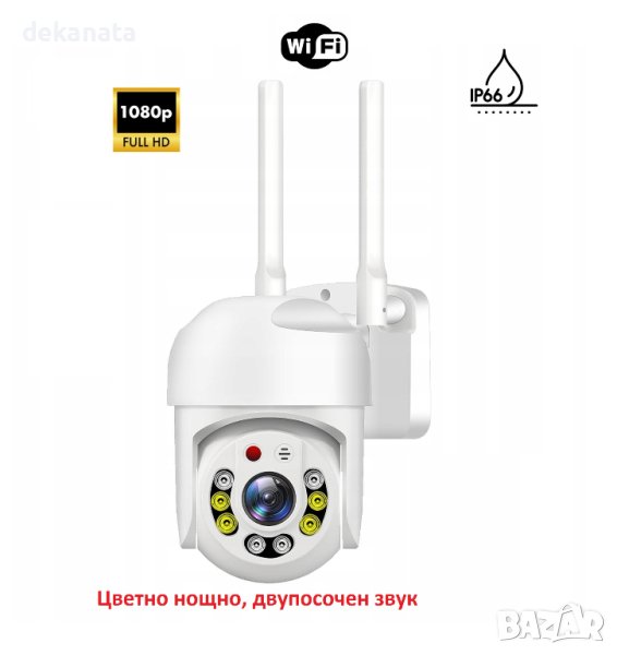 Цветно нощно виждане управляема въртяща 1080P 5MP Lens външна IP WiFi PTZ камера, снимка 1