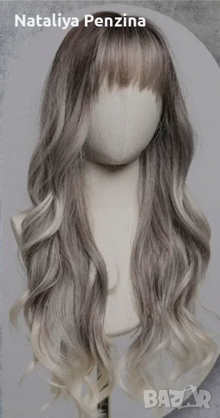 Дълга сива вълниста перука, снимка 1