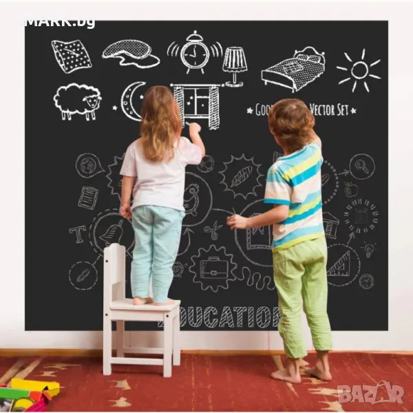 Стикер черна дъска за рисуване с тебешир, устойчив на влага и намокряне, снимка 1