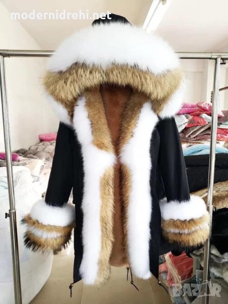 Дамско луксозно палто парка с лисица, снимка 1