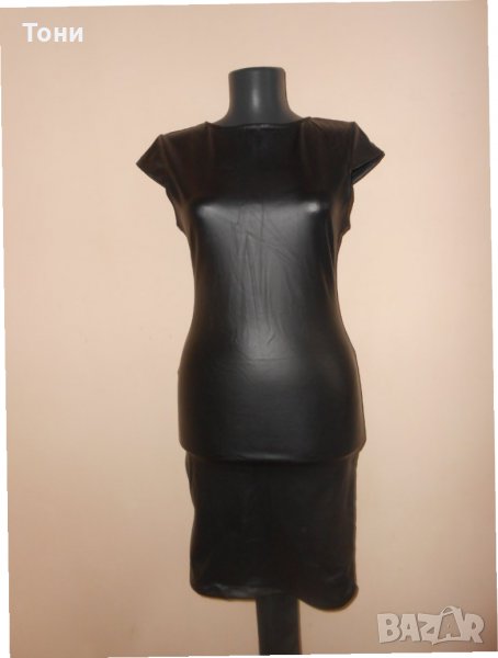Черна рокля имитация на кожа ., снимка 1