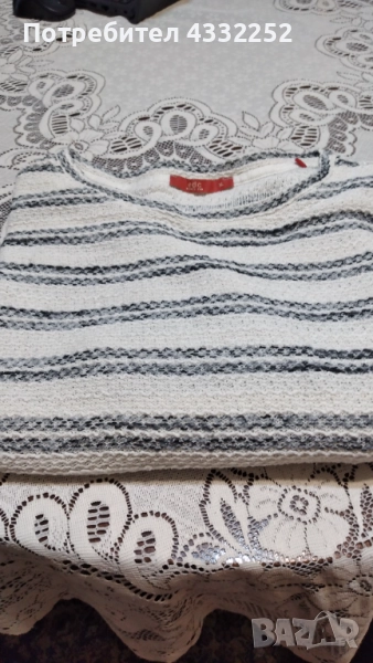 Дамска блуза на черни хоризонтални черти размер 54, снимка 1