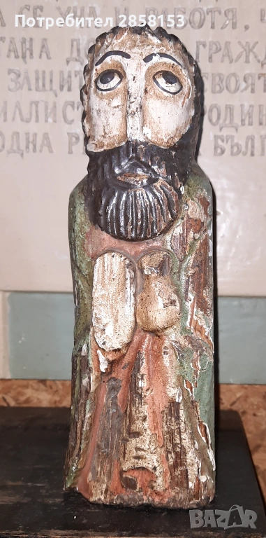 Стара дървена фигура на светец, снимка 1