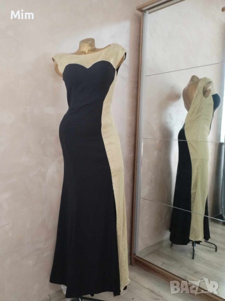 Higrе 40 Черна ,дълга официална рокля с златиста мрежа, снимка 1
