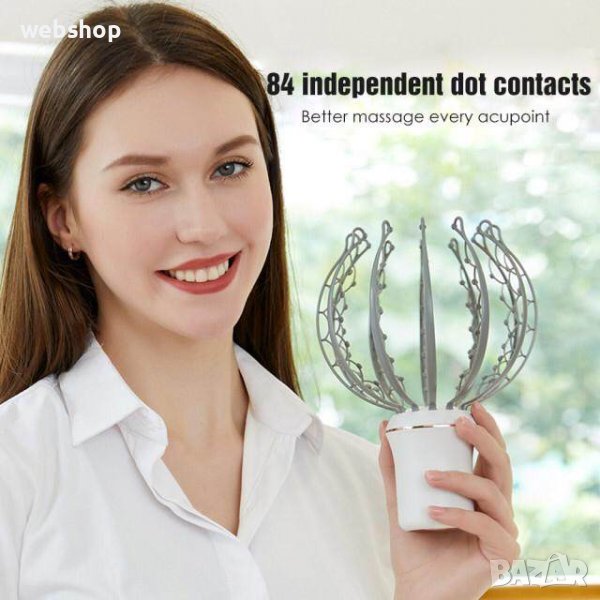 3D ЕЛЕКТРИЧЕСКИ МАСАЖОР ЗА ГЛАВА ОКТОПОД, АНТИСТРЕС, РЕЛАКСИРАЩ АКУПУНКТУРЕН МАСАЖ, снимка 1