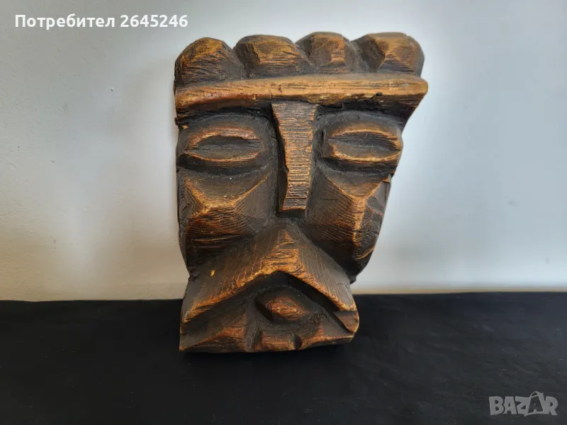 Малка дървена маска за стена , снимка 1