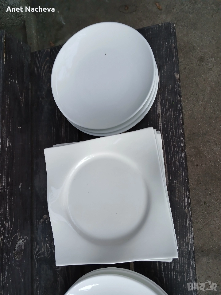 Порцеланови Чинии бели- квадратни и кръгли, снимка 1