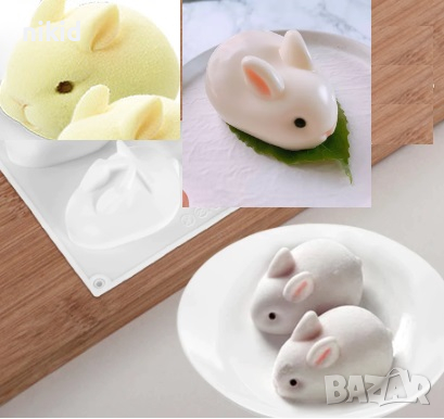 3D малко заоблено зайче заек Силиконов молд форма калъп фондан шоколад гипс сапун свещ смола, снимка 1
