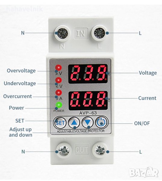 40А/63А Самовъзстановяваща се автоматична защита от ниско и високо напрежение, снимка 1