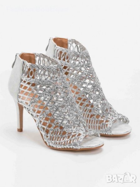 Летни сандали в сребристо, на ток 36/40, снимка 1