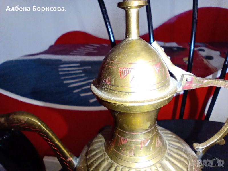 Месингови декоративни каничка и чайник, снимка 1