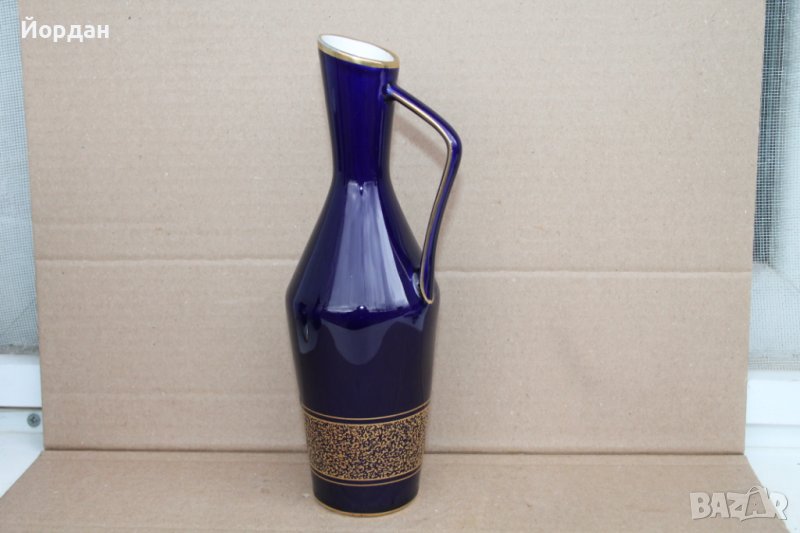 Порцеланова Немска ваза цвят кобалт, снимка 1