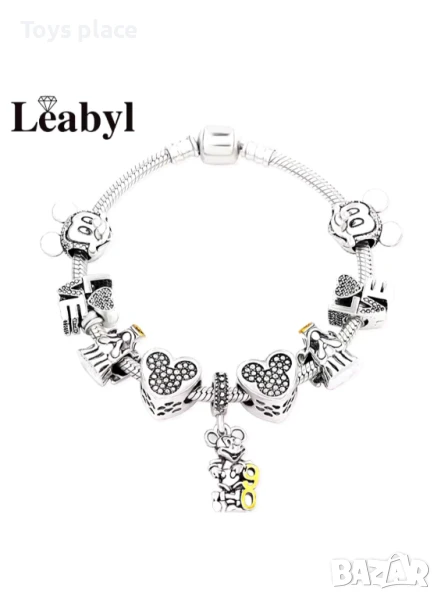 Гривна тип Пандора с Дисни Талисмани Disney Мини Маус, Стич, снимка 1