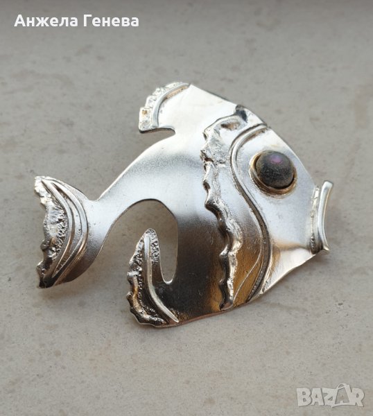 Сребърна брошка - щипка за шал, снимка 1