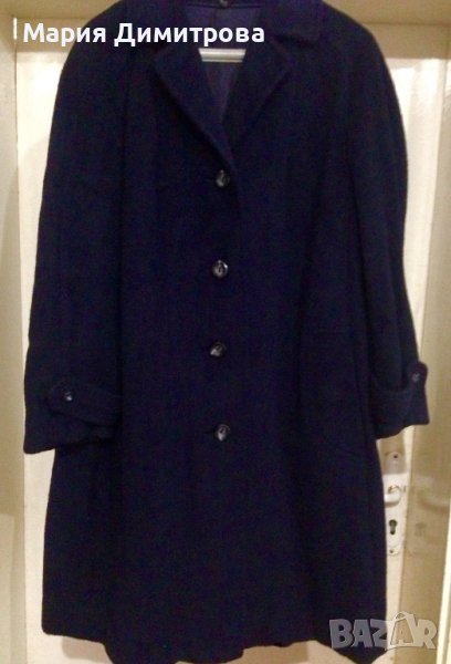 Разкошно палто от 100% Камилска вълна - тъмно лазурно синьо, снимка 1