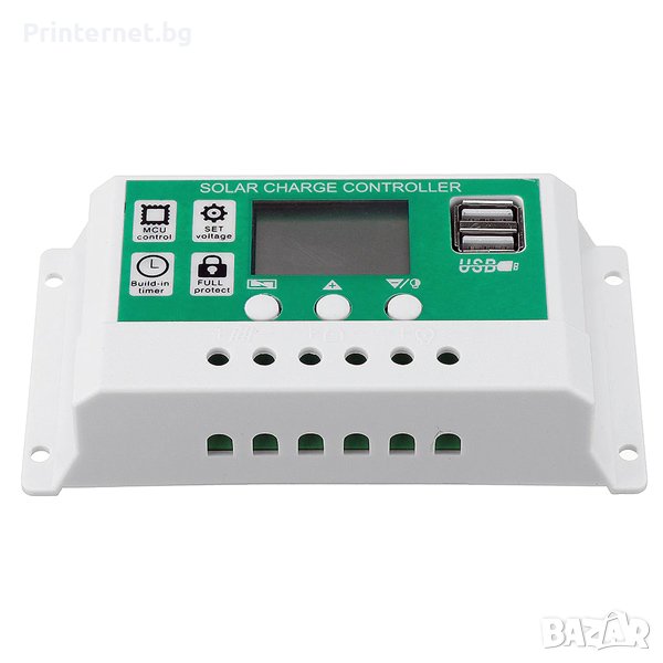 10A 12/24V Соларен заряден контролер W88-A, LCD, 2 USB - ГАРАНЦИЯ! Фактура., снимка 1