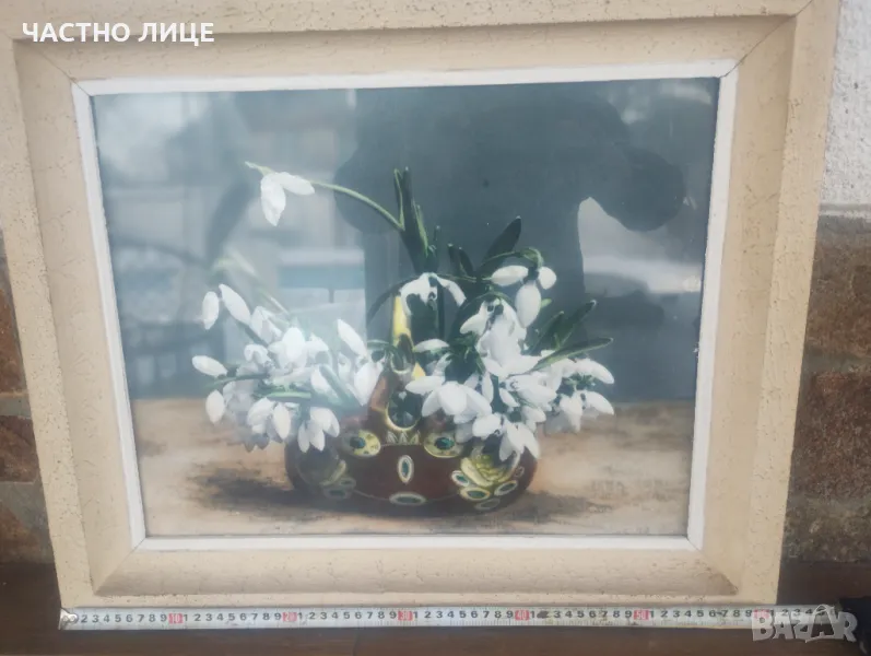 Стара дървена рамка с картина 62/52/6см, снимка 1