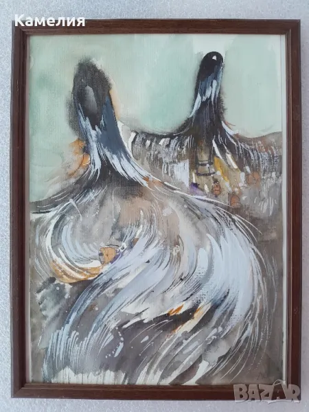 Картина "Кукери" акварел , снимка 1