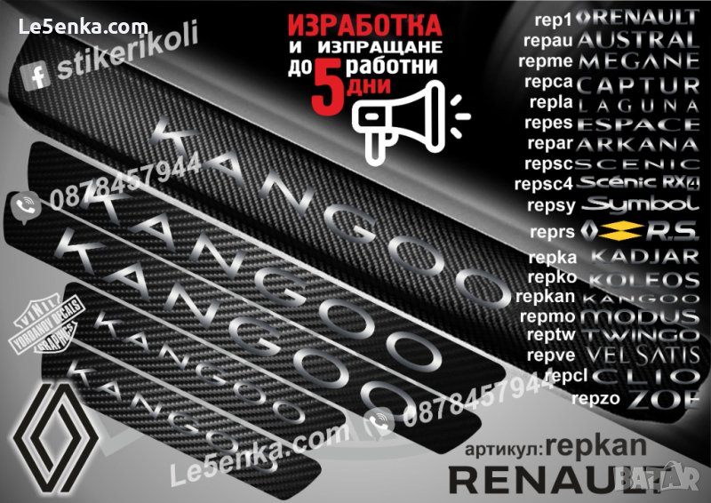 ПРАГОВЕ карбон RENAULT KANGOO фолио стикери repkan, снимка 1