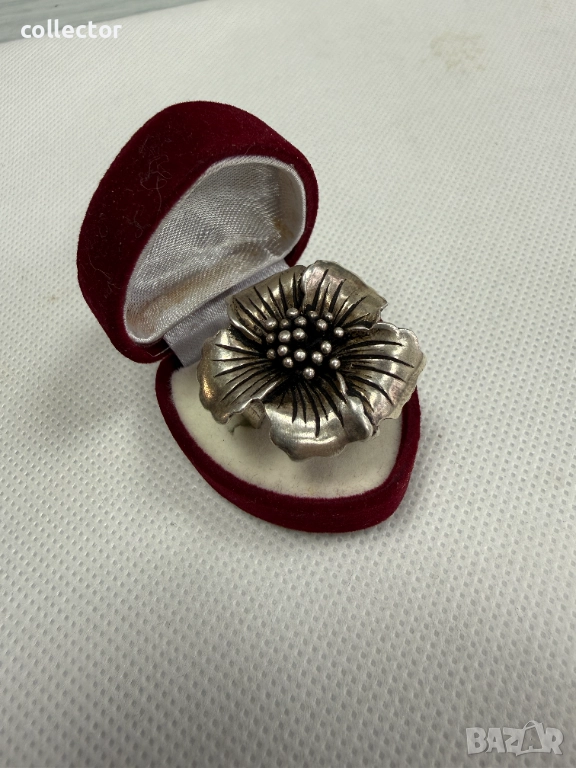 Сребърен пръстен с флорален мотив - Магнолия. №7795, снимка 1