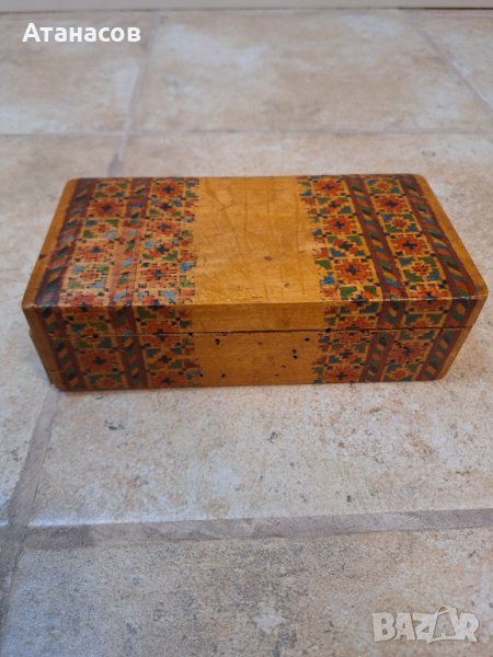 Стара дървена инкрустирана кутия, 1926, снимка 1