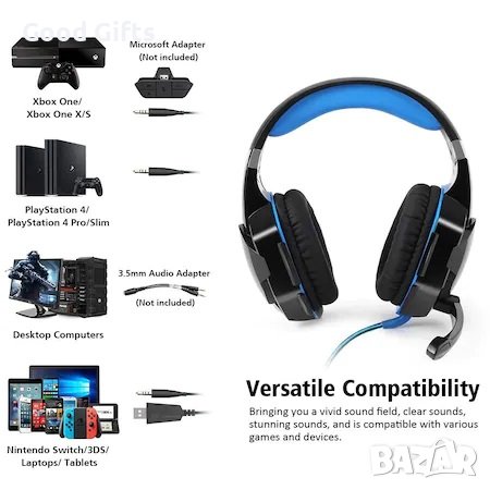 Геймърски слушалки G2000, с микрофон и подсветка, снимка 3 - Слушалки и портативни колонки - 38096908