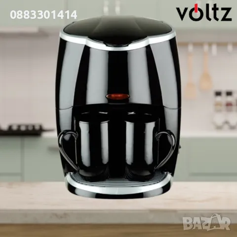 Кафеварка Rosberg R51170A 450W с две чаши Черна , снимка 6 - Кафемашини - 47632407