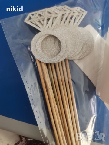 10 бр диамантен годежен сватбен пръстен халка брокатен топер топери клечка за мъфини моминско сватба, снимка 3 - Други - 21545233