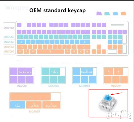 Капачки за механична клавиатура с лапички, Keycap ОЕМ, CherryMX + Gift, снимка 12 - Клавиатури и мишки - 43986339