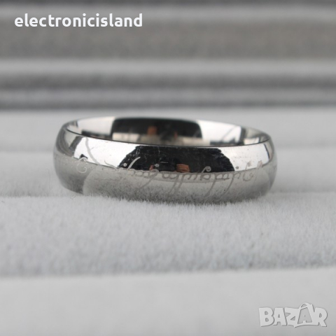 Властелинът на пръстена дизайн, 316l титаниева стомана,лазерно гравиран, цвят злато / сребро /черен, снимка 8 - Пръстени - 8681133